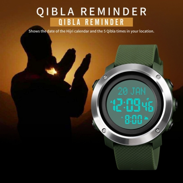 SKMEI 1728 Kiblat Qibla Muslim Compass Digital Men Women Sport Watch