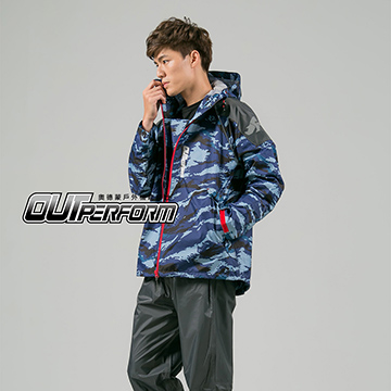 (OutPerform)OutPerform- Matussek super splash in half style trench coat - Blue Camouflage