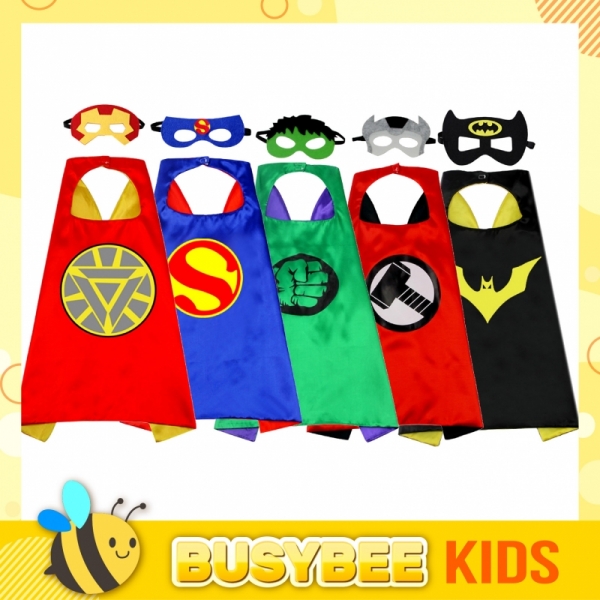 Kids boy girl Pretend to Play Superhero Avengers Cosplay Costume Felt Face Mask &amp; Cape / Kostum Cosplay kanak-kanak