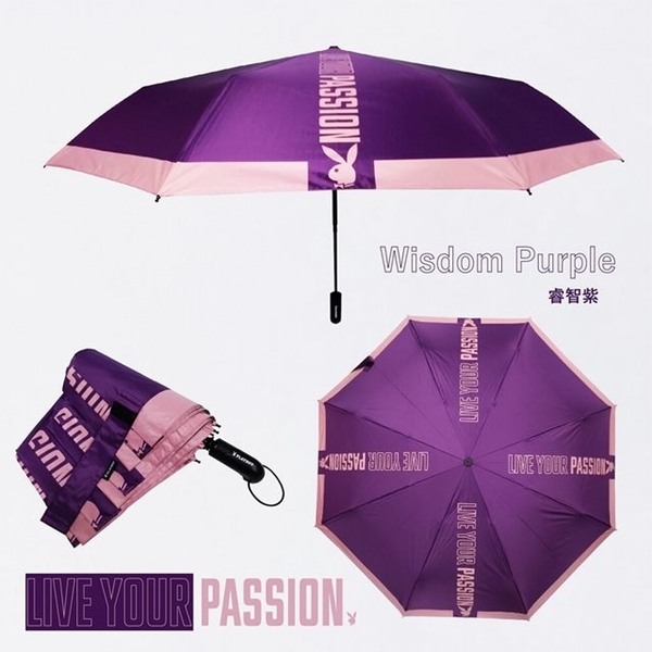 (playboy)[PLAYBOY] RA47006PH blooming enthusiastic large umbrella surface explosion-proof automatic three-fold sunny umbrella purple