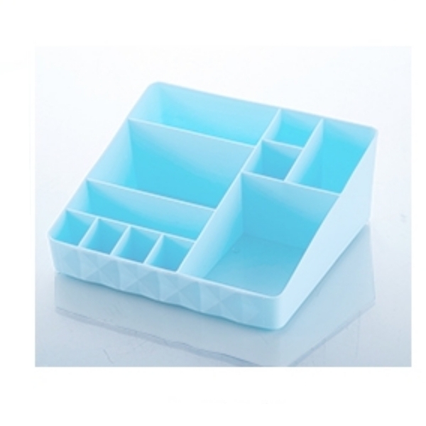 Diamond pattern desktop cosmetics small storage box - square type sky blue