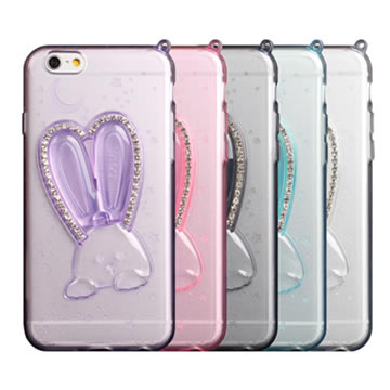 (PIE)PIE iPhone 6 cute rabbit soft stand with diamond protective shell