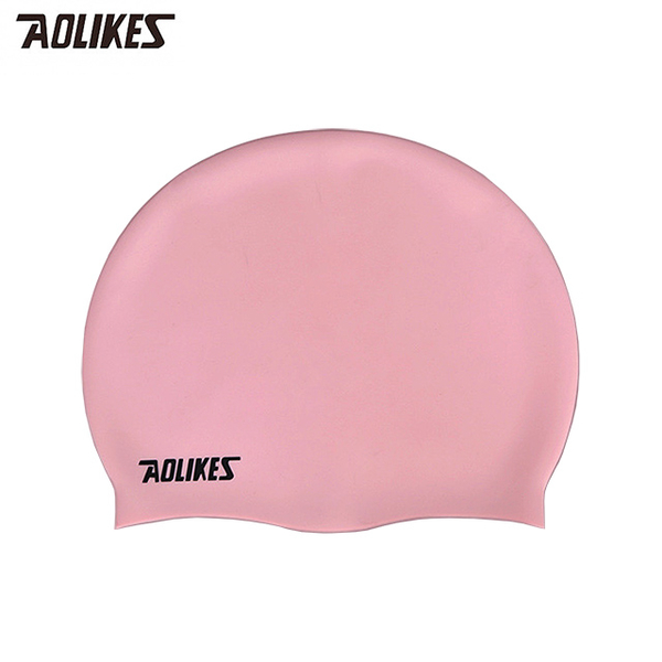 Aolikes soft and comfortable ear protection elastic silicone adult swimming cap powder