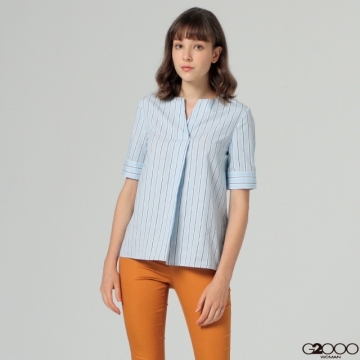 G2000 Striped Short Sleeve Casual Top-Blue