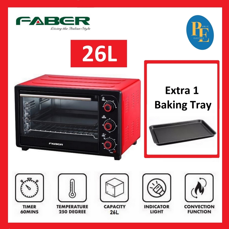 Faber 26L Electric Oven - FEO R26 - Red/Black (Random)