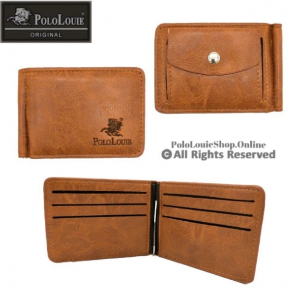 Original Polo Louie Light Slim Bifold Leather Men Money Clip Wallet Card Holder