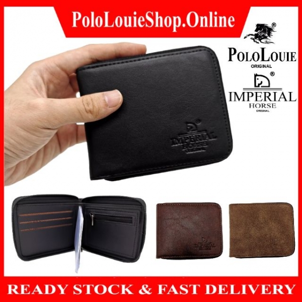Original Polo Louie / Imperial Horse Men Leather Casual Zip Wallet Card Short Purse Luxury