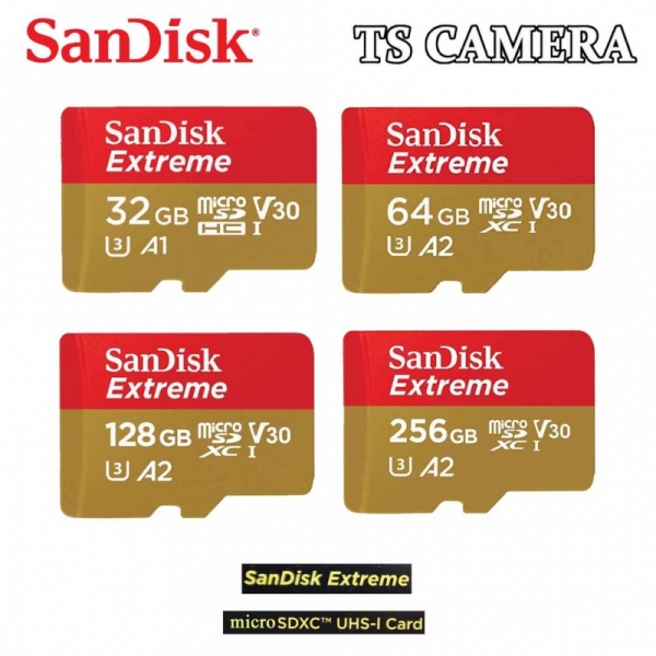 SANDISK EXTREME MICRO SD MEMORY CARD / SANDISK 4K MEMORY CARD / MICRO-SD 32GB / 64GB / 128GB / 256GB