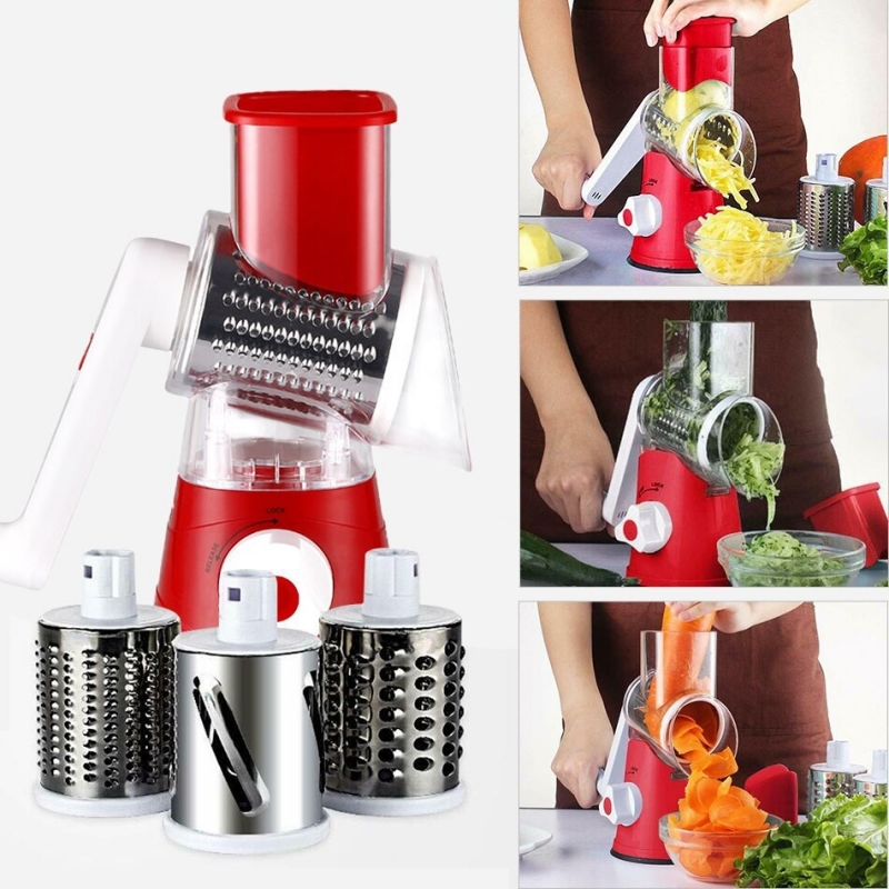 ready stock～TABLETOP DRUM GRATER SHREDDER ROTARY WITH 3 STAINLESS