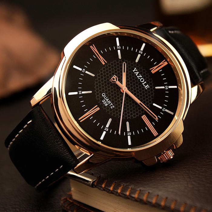 YAZOLE 358 Fashion Men Quartz Watch Luxury Roman Numeral Wrist Watch