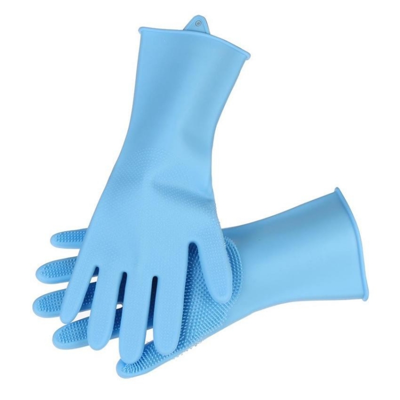 1 Pair Glove Silicone Dish washing Gloves with Sponge Scrubbers Sarung Tangan Cuci Piring Silikon (1 pasang) 韩版手套