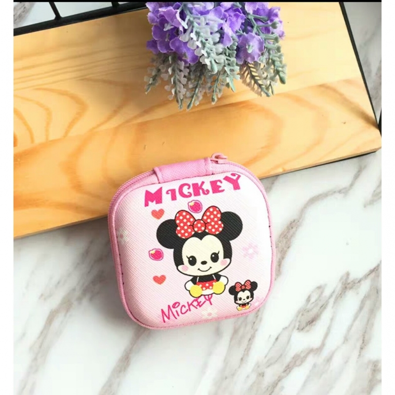 Mickey Minnie Unicorn Cute Earphone Keychain Charger Mini Storage Coin Bag