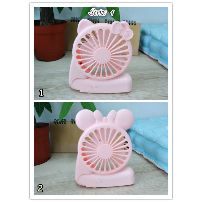Hello Kitty Mickey Cute Cartoon Fan Folding Chargeable Portable Electric Mini Fan LED Light Cooling Fan