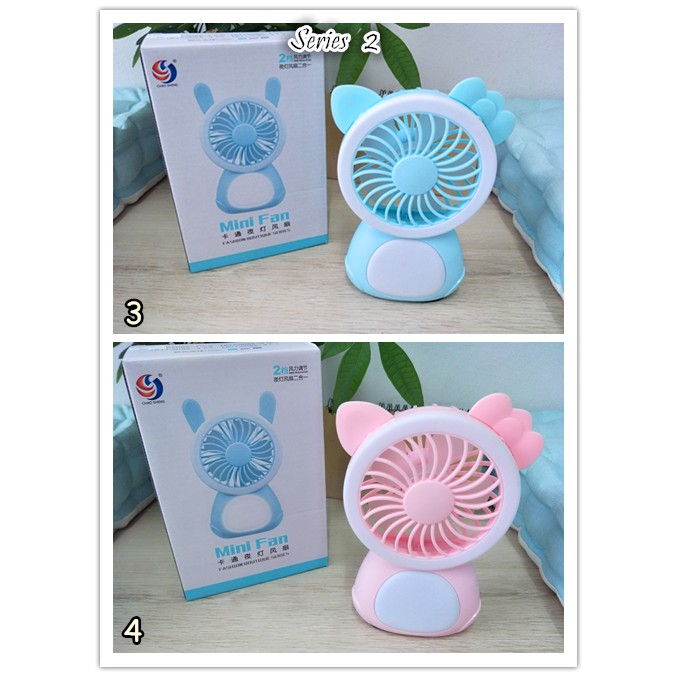 Hello Kitty Mickey Cute Cartoon Fan Folding Chargeable Portable Electric Mini Fan LED Light Cooling Fan
