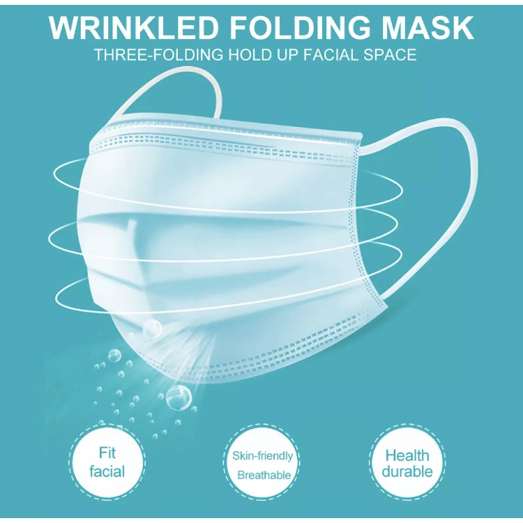 Cofoe 50pcs 3 Ply Disposable Face Mask with Elastic Earloop Dustproof Anti-fog Anti-virus Protective Cover 3 Layer Masks