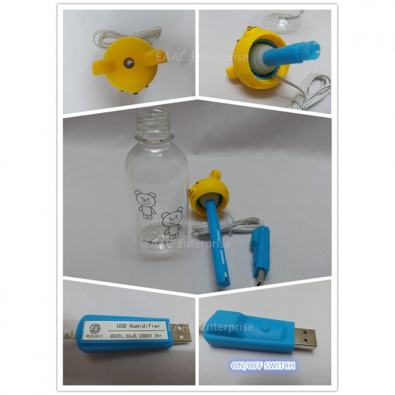 Bottle Cap Mini Air Humidifier Mist Water Spray USB Port