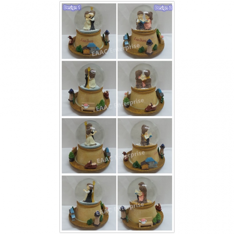 In Love Marriage Couple Snow Ball Spinning Music Box Decoration Gift