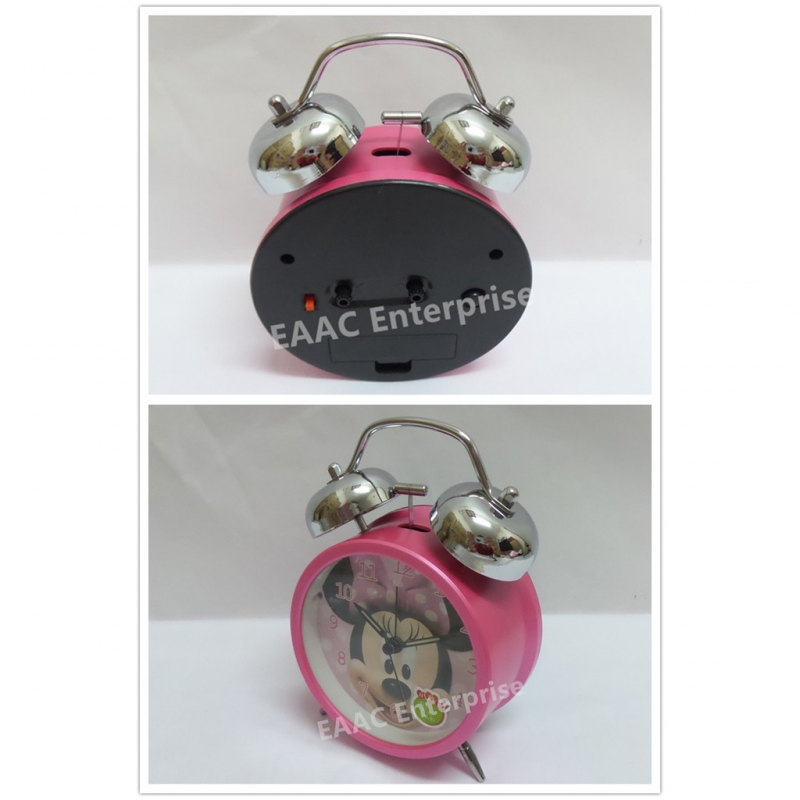 Cute Cartoon Minnie Pink Twin Bell Alarm Clock for Kids