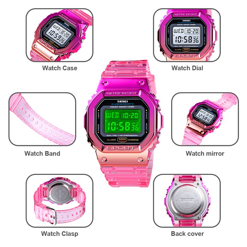 SKMEI 1622 Creative Colorful Women's Watch Outdoor Sports Student Electronic Watch