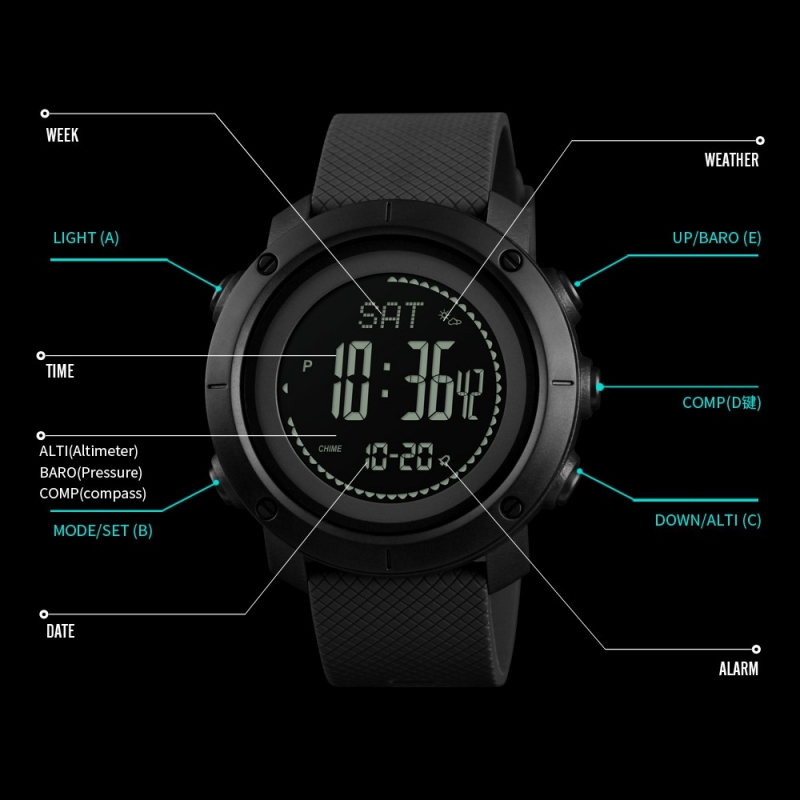 [LOCAL SELLER] SKMEI 1418_1427 Men Sport Watch Digital Compass Pedometer Altimeter
