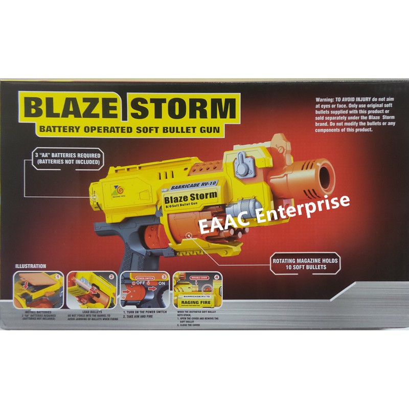 Blaze Storm 10 Darts Rapid Fire Blasting Soft Foam Bullet Gun Pistol