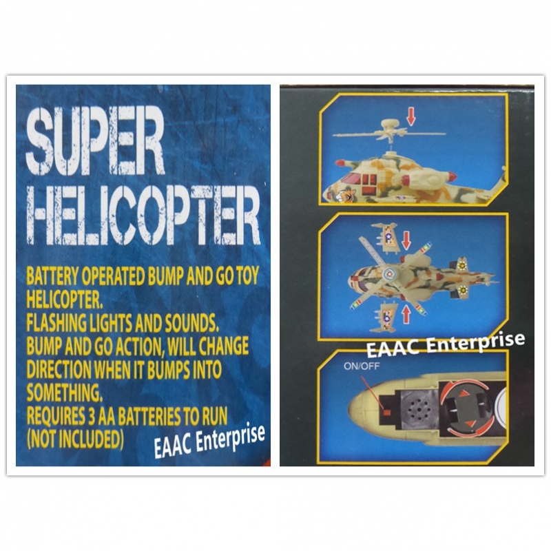 Battery Operated Bump & Go Super Helicopter 2 with Flash Light and Sound