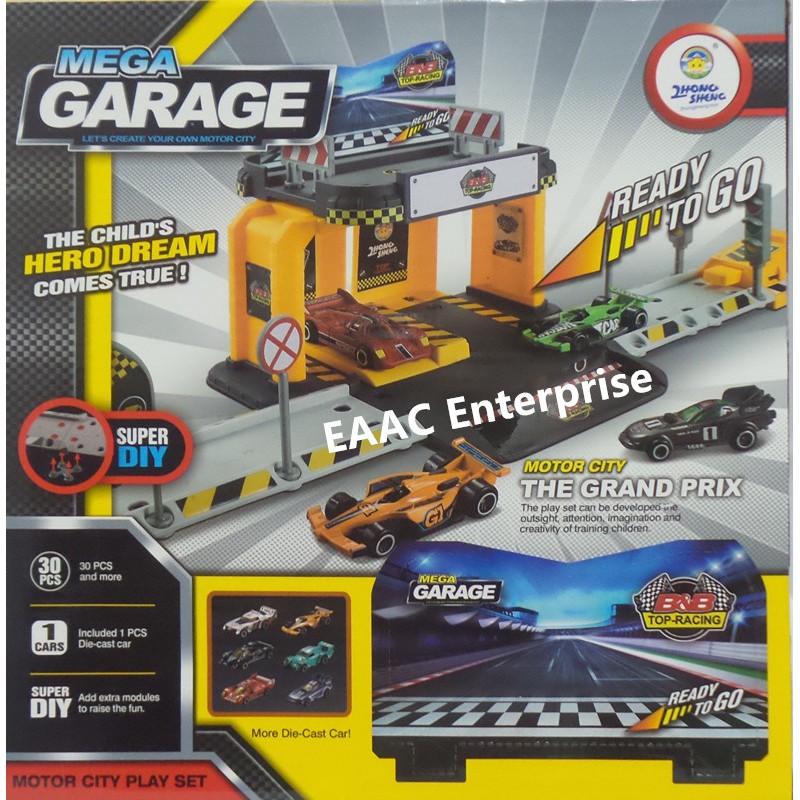 Car series Motor City Die-Cast Car Set Parking Garage Track 30+pcs