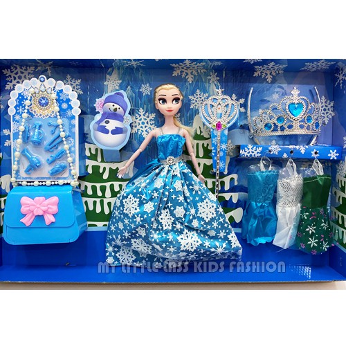 Frozen Elsa Doll with Changeable Dresses Gown and Accessories Dress up Toys for Girls