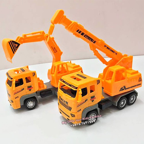 4 Deluxe Construction Toy Vehicles Playset-Dump,Cement Truck,Excavator