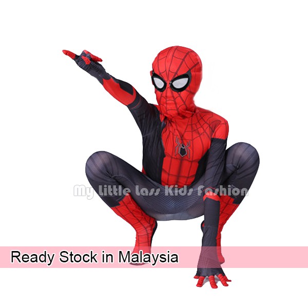 Home Coming Spiderman Stretchable Lycra Smart Jumpsuit Costume Pretend Play For kids Adult