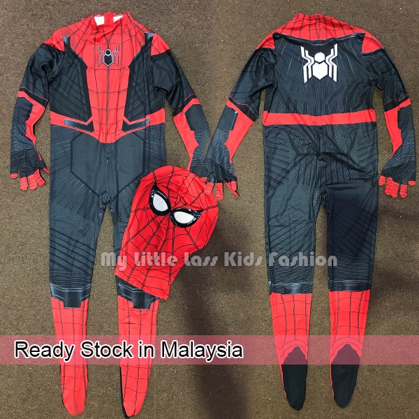 Home Coming Spiderman Stretchable Lycra Smart Jumpsuit Costume Pretend Play For kids Adult