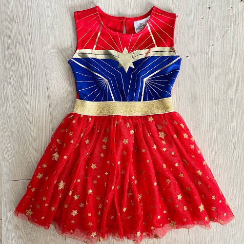 Pretty Sleeveless Captain Marvel Girl Dress 2-5Y