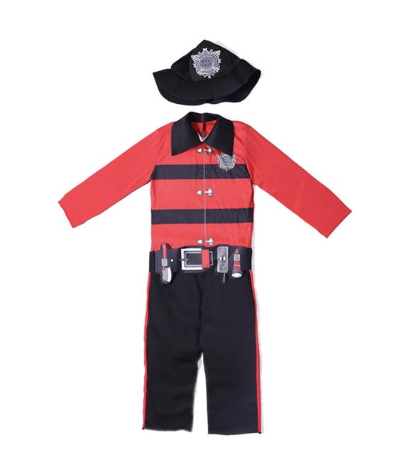 Role Play Fire Fighter Fireman Costume Set 5-8y