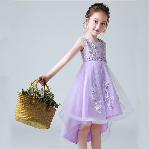 Pretty and Sweet High Low Purple Flower Girl Dress