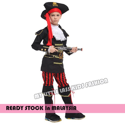 Royal Pirate Captain Halloween Cosplay Costume 4-8y