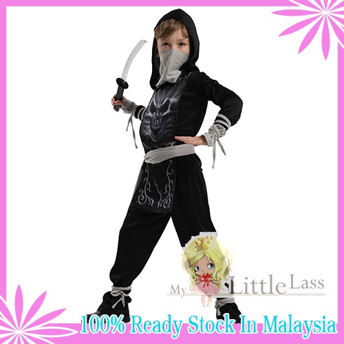 Kids Halloween Invisible Ninja Boy Cosplay Costume 4-8y