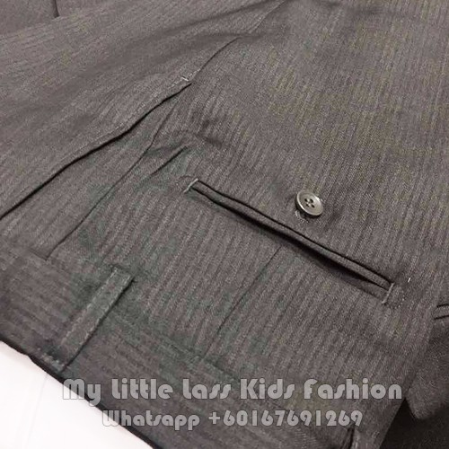 Luxury 5Pcs Little Boy/Man Stripes Coat Vest Set with Tie - Dark Grey