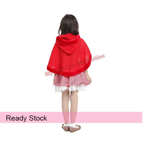 Kids Halloween Little Red Hood Girl Cosplay Costume 4-8y