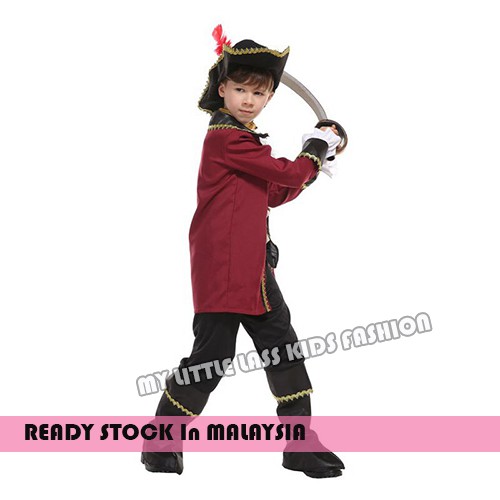 Kids Halloween Noble Pirate Cosplay Costume 4-8y