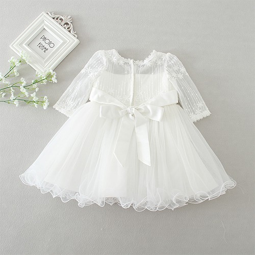 Elegant Long Sleeve Soft Top Flower Baby Girl Dress Gown 3m - 24m