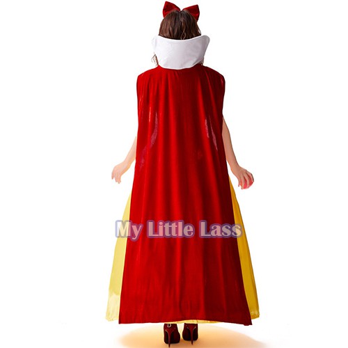 Halloween Dress Fancy Cosplay Princess Snow White Costume for Adult w/ Petticoat Women Adult