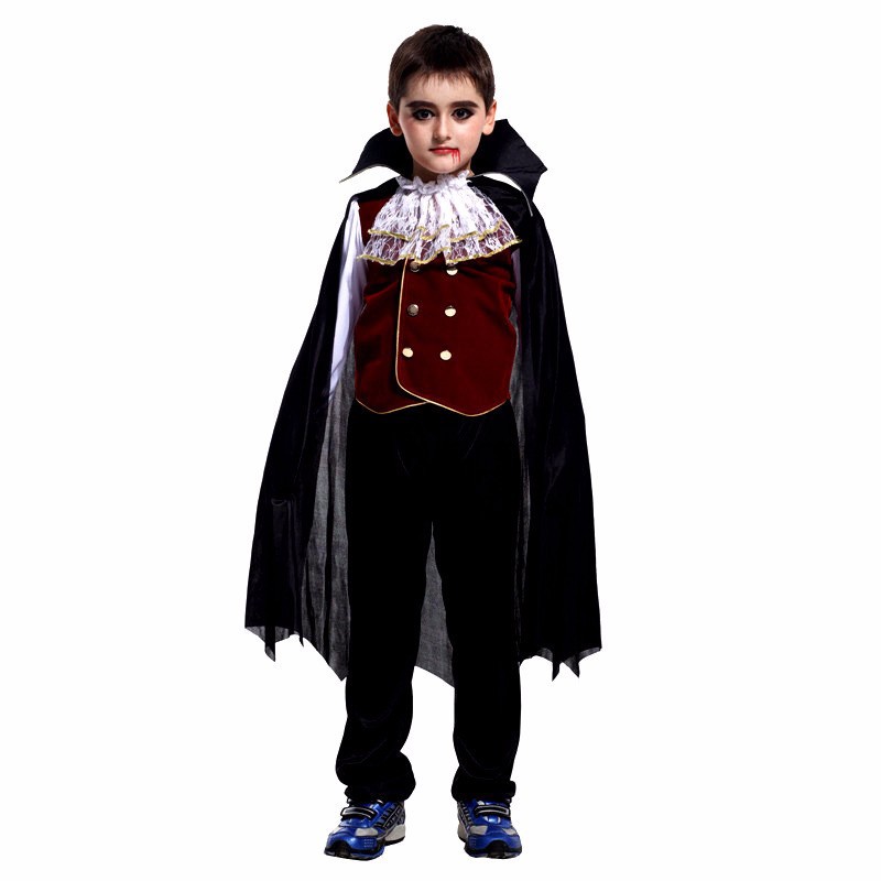 Noble Vampire Kids Costume Outfit Boys Halloween Cosplay 4-8y