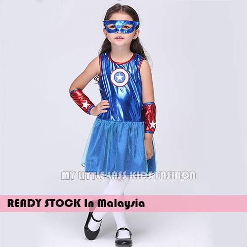 Deluxe Captain America Girl costume Tutu Dress 3-8y