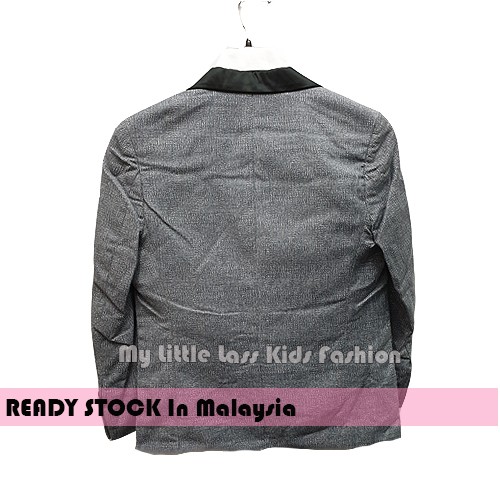 Luxury 5Pcs Little Boy/Man Coat Vest Set with Tie - GREY with Shoulder Black