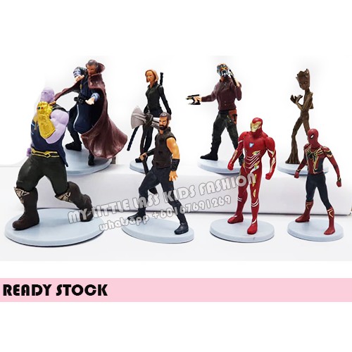 8Pcs Avengers Infinity PVC Figure Cake Topper Ironman Thanos Spiderman