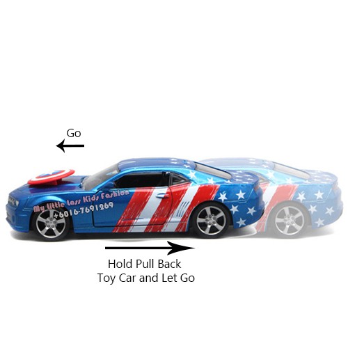 Battery Operated Pull Back Alloy DiedCast Captain America Car Classic Collection