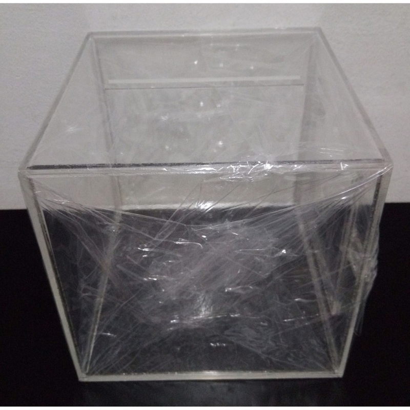 8 x 8 x 8in Acrylic Donation Box With Side Window Door With Pad-Lock Latch, 3.0mm