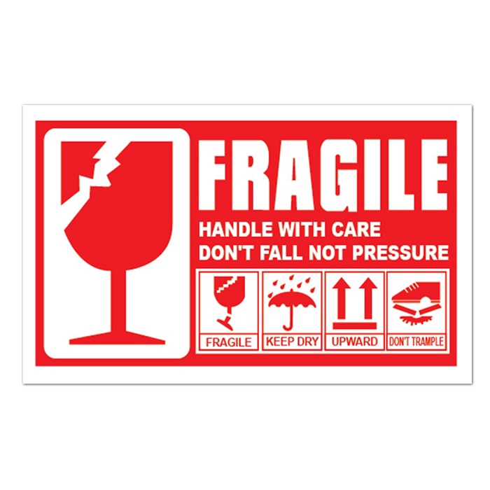 Malaysia 1000 Pcs Fragile Sticker Warning Label Poslaju Courier Urgent Sticker Mudah Pecah