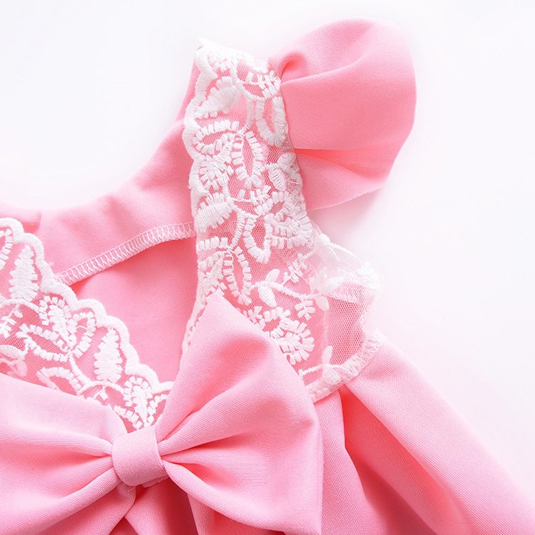 Flying Sleeve Lace Bow Halter Princess Dress