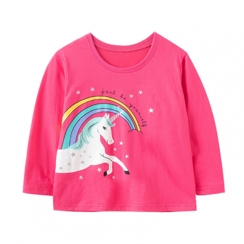 Kids Girl T-shirt 1-10 yrs old Long sleeve unicorn graphic Baju kanak-kanak perempuan1-10 lengan panjang cetakan unicorn